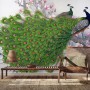 Elegant Peacock with Cherry Blossom Wallpaper Mural