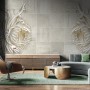 3D Embossed Look Marble Sunflower Wallpaper Mural