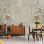 3D Embossed Look Marble Sunflower Wallpaper Mural