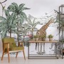 Kids Tropical Animals with Mountain Wallpaper Mural