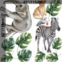 Kids Tropical Animals with Leafs Wall Decal Sticker
