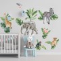 Kids Tropical Safari Animals Set Wall Decal Sticker