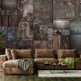 Dark Stone Wall Pattern Wallpaper Mural