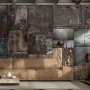 Dark Stone Wall Pattern Wallpaper Mural