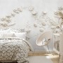 3D Embossed Look Cement Lily Flower Wallpaper Mural