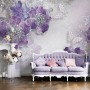 Purple Ornament Floral with Little Butterfly Wallpaper Mural
