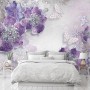 Purple Ornament Floral with Little Butterfly Wallpaper Mural