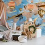 3D Look Kids World Map with Hot Air Balloon Wallpaper Mural