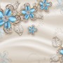 Blue Floral with Jewellery Leaf Wallpaper Mural
