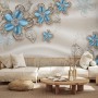Blue Floral with Jewellery Leaf Wallpaper Mural