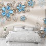 Blue Floral with Jewellery Leaf Wallpaper Mural