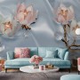 Pearl Lotus Flower and Little Butterfly Wallpaper Mural
