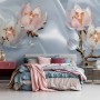 Pearl Lotus Flower and Little Butterfly Wallpaper Mural