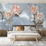 Pearl Lotus Flower and Little Butterfly Wallpaper Mural