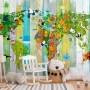 Kids World Map on the Colorful Wood Wallpaper Mural