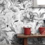 Dark Floral Charcoal Rose Flower Wallpaper Mural