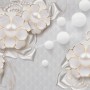 3D Look White Pearl Flower Wallpaper Mural