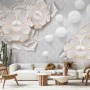 3D Look White Pearl Flower Wallpaper Mural