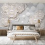 3D Look White Pearl Flower Wallpaper Mural