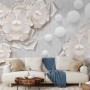 3D Look White Pearl Flower Wallpaper Mural