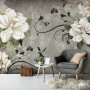 Vintage Cream Flowers Art Wallpaper Mural