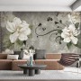 Vintage Cream Flowers Art Wallpaper Mural
