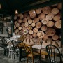 Coffee Shop with Wood Wall Wallpaper Mural