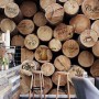 Coffee Shop with Wood Wall Wallpaper Mural
