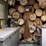 Coffee Shop with Wood Wall Wallpaper Mural