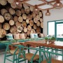 Coffee Shop with Wood Wall Wallpaper Mural