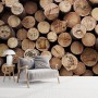 Coffee Shop with Wood Wall Wallpaper Mural