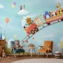 Cartoon Animals in the Amusement Park Wallpaper Mural
