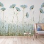 Oil Painting Blue Poppy Flowers Wallpaper Mural