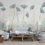 Oil Painting Blue Poppy Flowers Wallpaper Mural