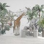 Kids Tropical Animals with Mountain Wallpaper Mural
