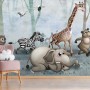 Cartoon Wild Animals and Forest Wallpaper Mural