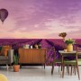 Serene Sunset Lavender and Balloon Landscape Wallpaper Mural
