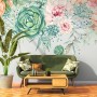 Nostalgic Soft Green Vine Floral Art Wallpaper Mural