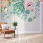 Nostalgic Soft Green Vine Floral Art Wallpaper Mural