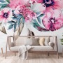 Watercolor Pink Peony Flower Wallpaper Mural