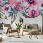 Watercolor Pink Peony Flower Wallpaper Mural