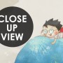 Cartoon Village and Little Child on the Flying Whale Wallpaper Mural