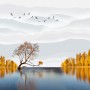 River Landscape and Yellow Autumn Trees Wallpaper Mural