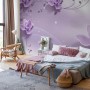 3D Look Purple Flowers Wallpaper Mural