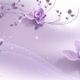 3D Look Purple Flowers Wallpaper Mural