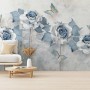 Soft Blue Floral Wallpaper Mural