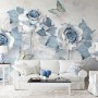 Soft Blue Floral Wallpaper Mural