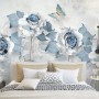 Soft Blue Floral Wallpaper Mural