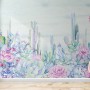 Vintage Hydrangea Flowers and Cactuses Wallpaper Mural
