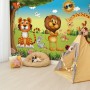 3D Look King Lion and Wild Animals Wallpaper Mural